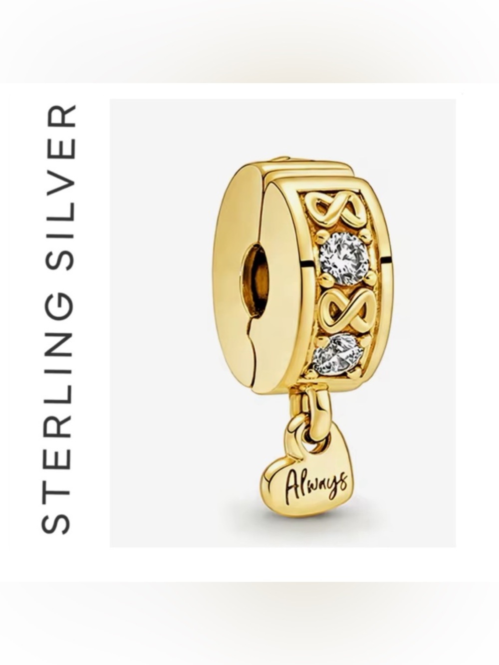 🌟 14K Gold Plated Paved Infinity Clip Charm